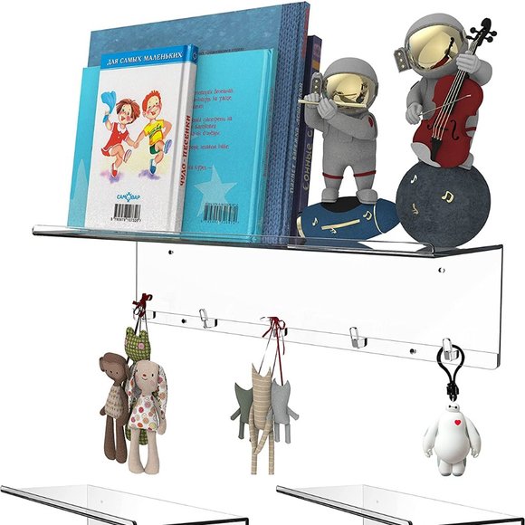 Set of 2 - Clear Acrylic Shelf for Funko  Bobbleheads Display Makeup Perfumes - Picture 1 of 6